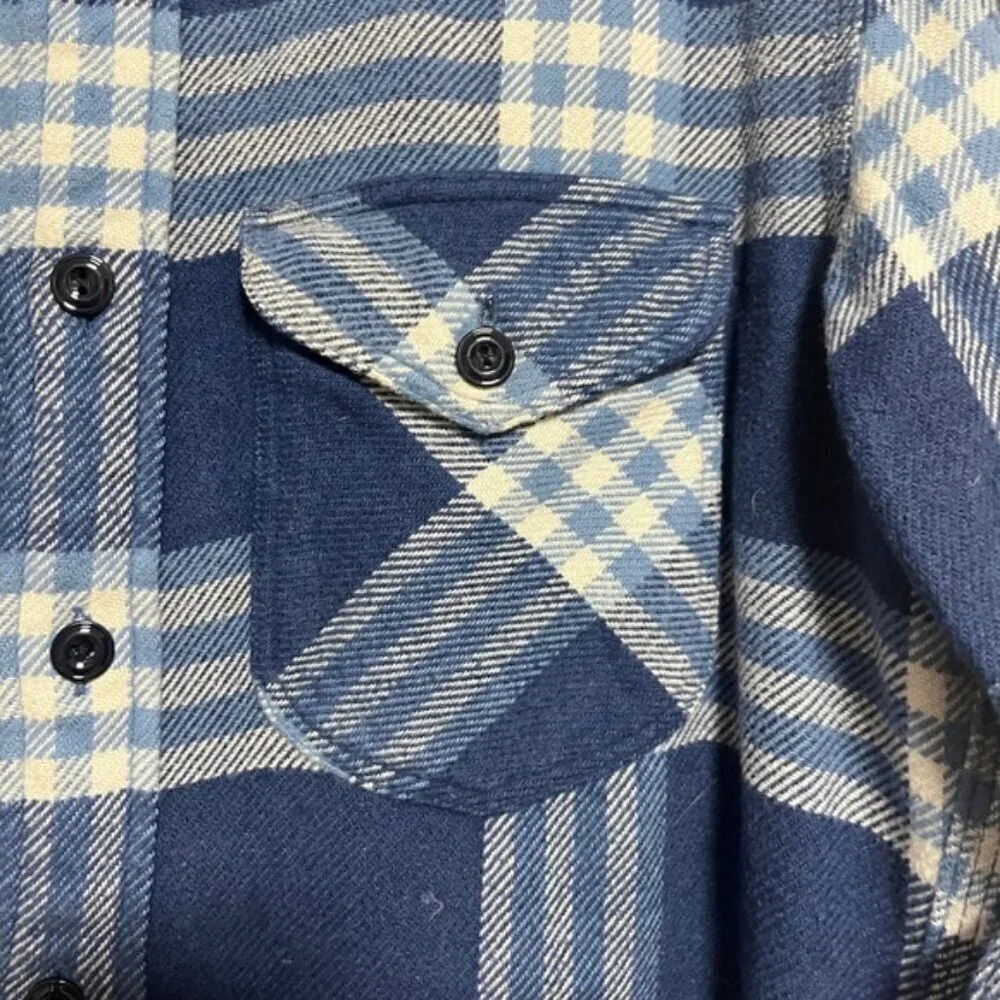 Wallace & Barnes Blue Plaid Flannel Shirt – Size S – 100% Cotton